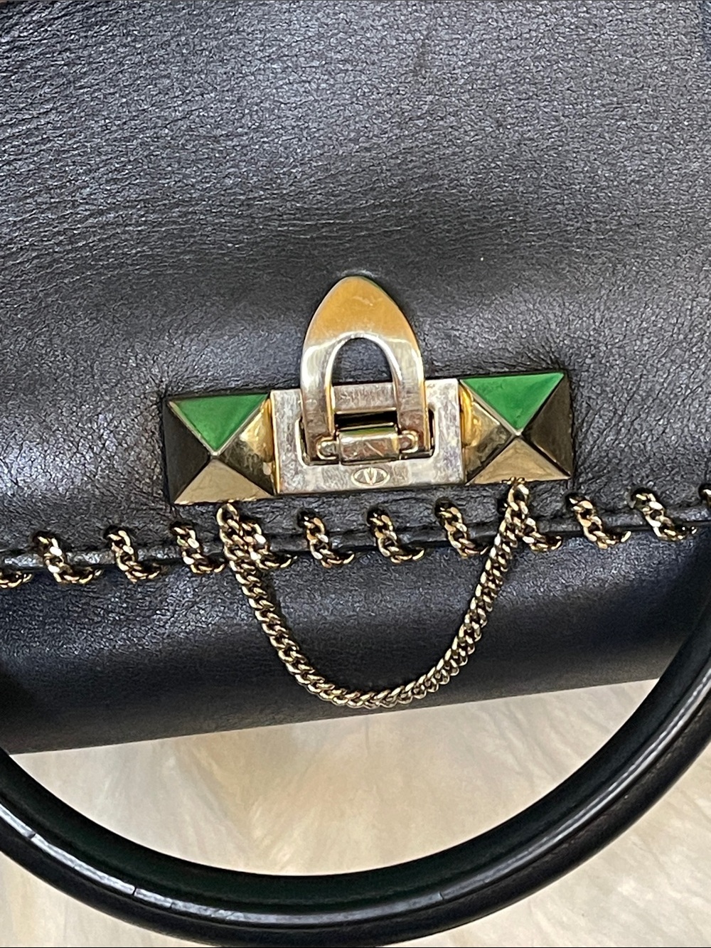 Valentino Garavani Black Leather Demilune Whipstitch Satchel Bag - Picture 11 of 16
